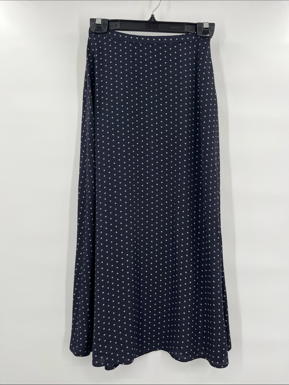 Vintage J. Crew Navy Maxi Skirt with White Polka Dots Size 2
